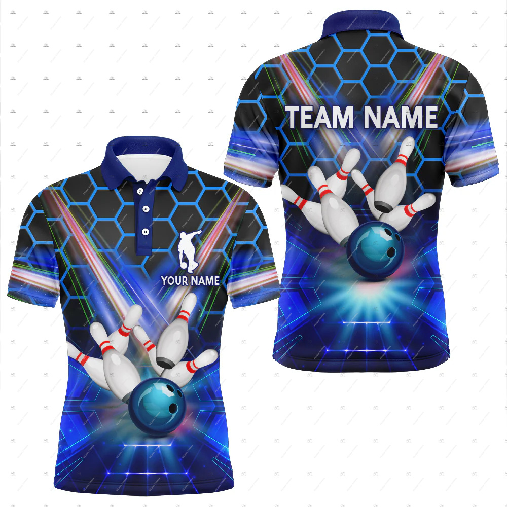 Short Sleeve Bowling Shirt Retro - Aangepaste naam Bowling Skull Flame Graffiti