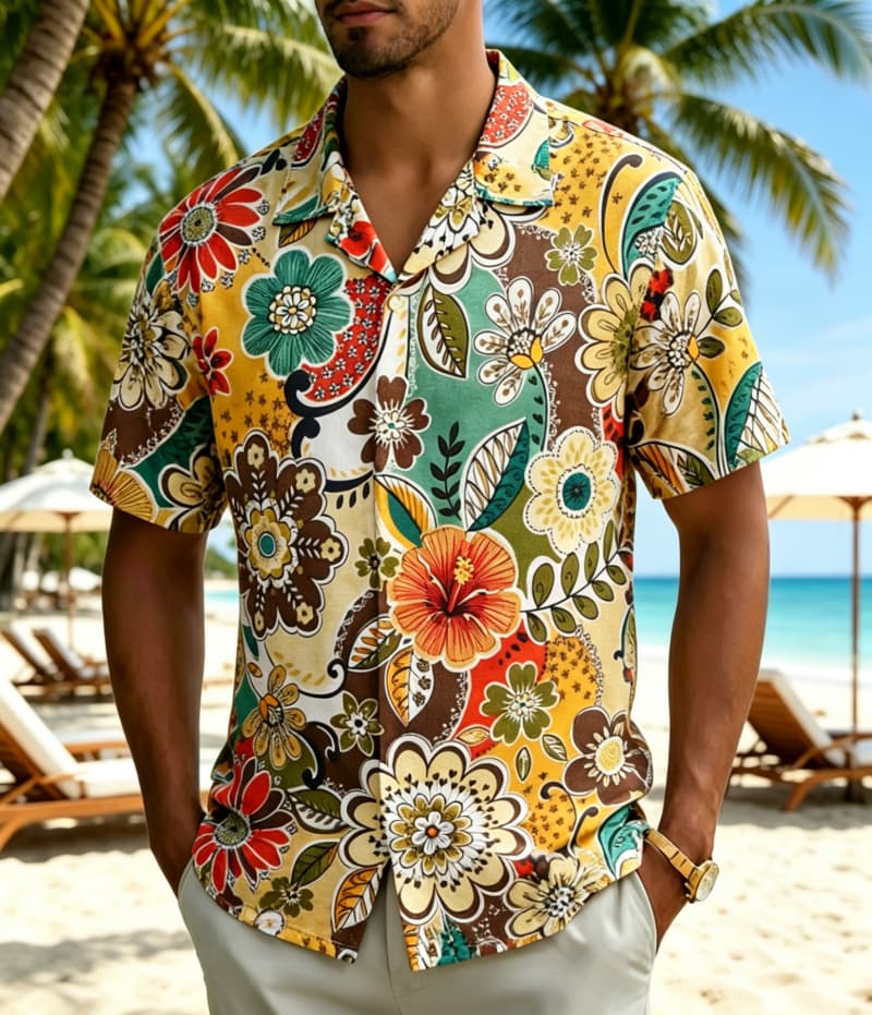 Vintage Hawaiian Floral Shirt - Herenshirt met vintage boho tropische bloemenprint,