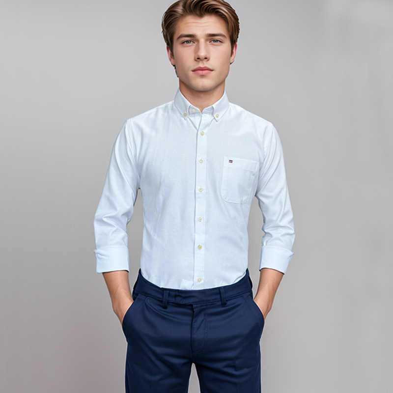 Oxford Cotton Casual Shirt Business - Heren overhemd van 100% katoen, lange