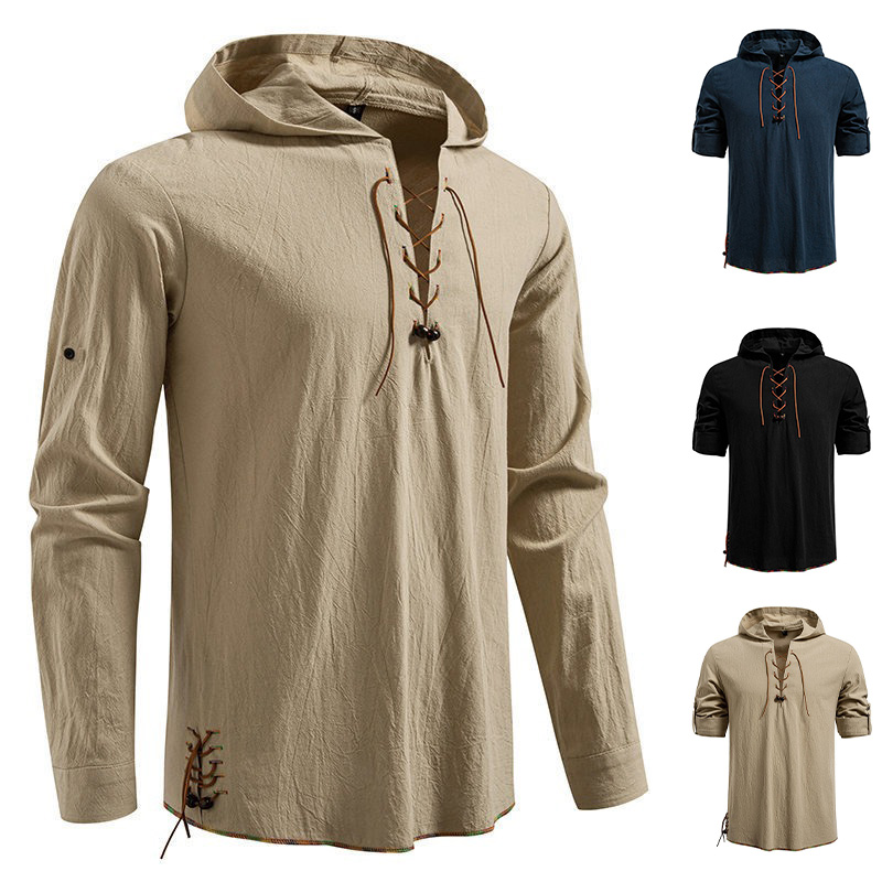 Medieval Gothic Lace Up Pirate Shirt - Heren T-shirt met lange mouwen en