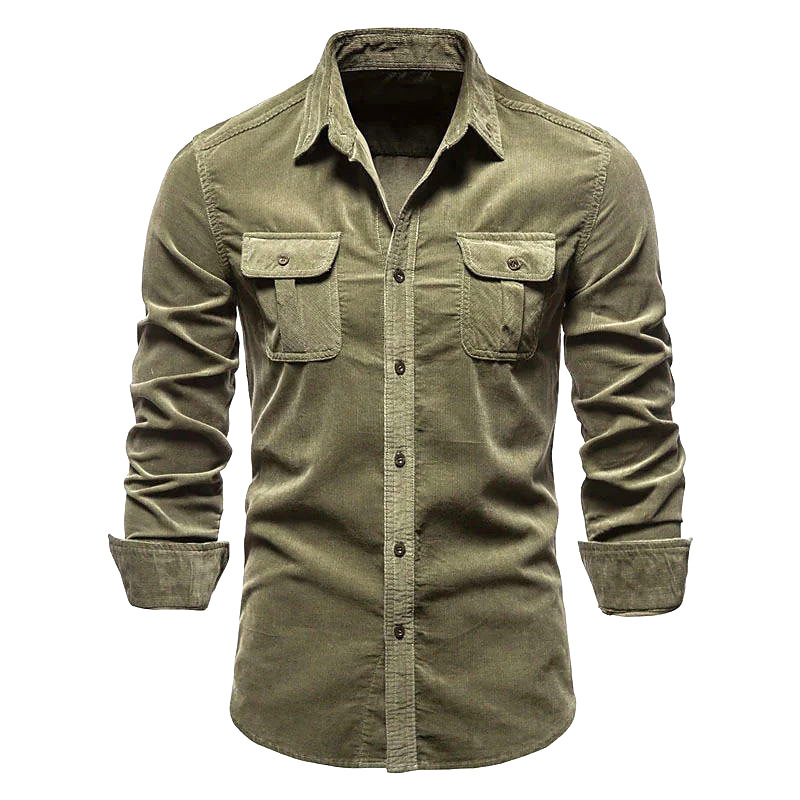 Corduroy Button Up Shirt Men - Nieuw corduroy overhemd voor heren, katoenen