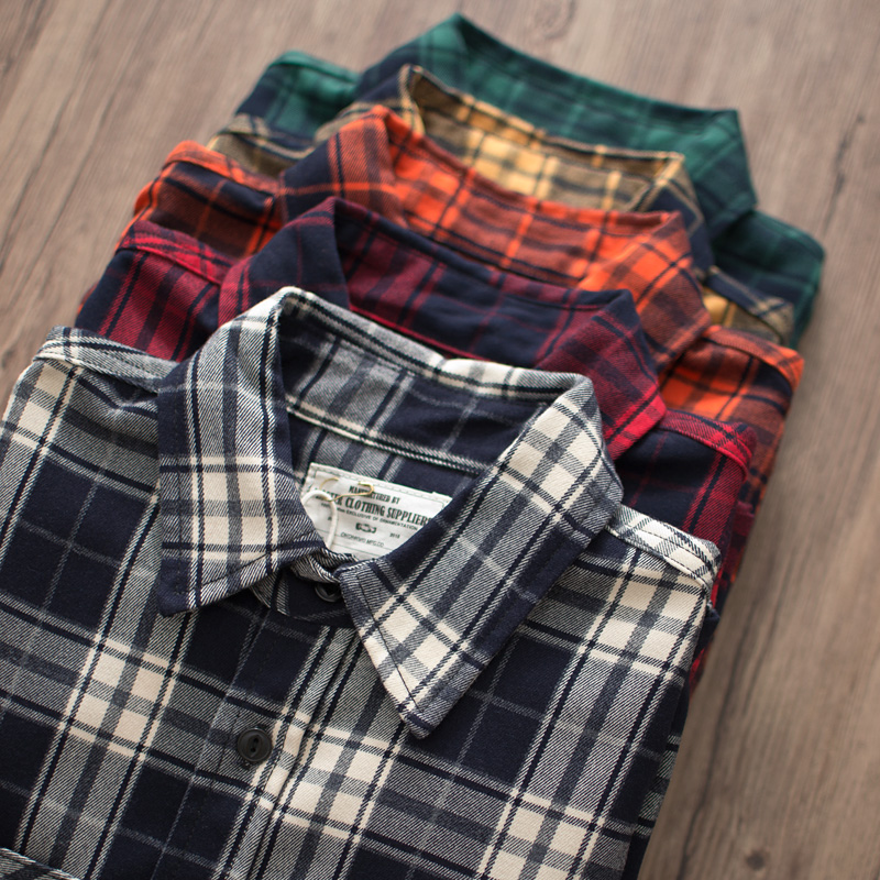Flannel Plaid Shirt Heavy Weight - Herfst Nieuwe Amerikaanse Retro 300G Zwaargewicht