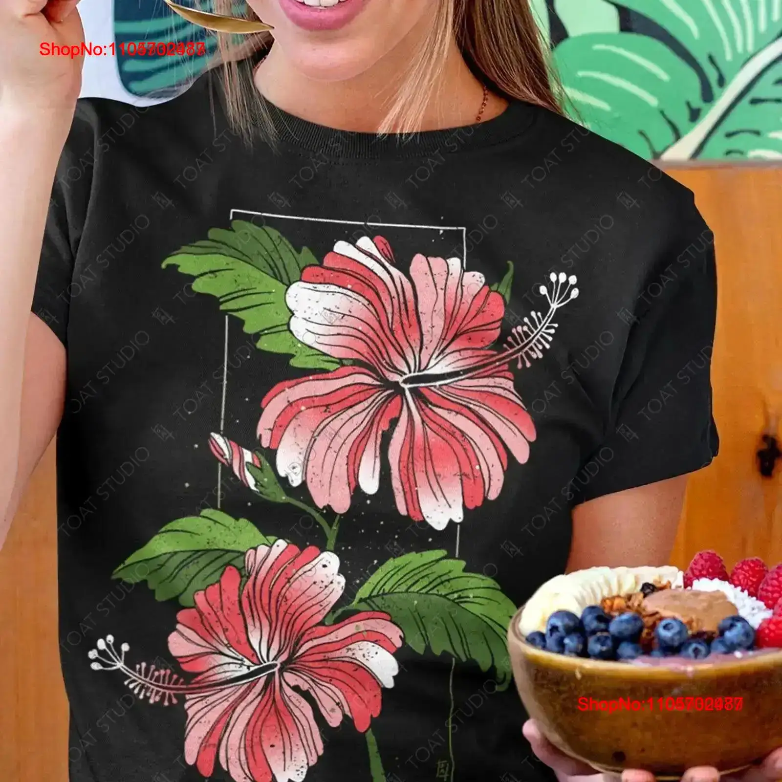 Vintage Hawaiian Floral Shirt - Hibiscus bloem T-shirt bloemen botanische natuurliefhebber