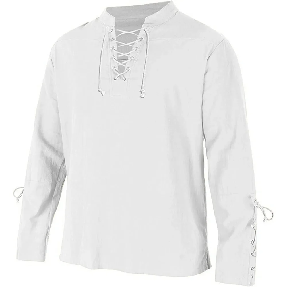Heren Shirts Met Lange Mouwen  - Medieval Gothic Lace Up Pirate Shirt recensie en prijs
