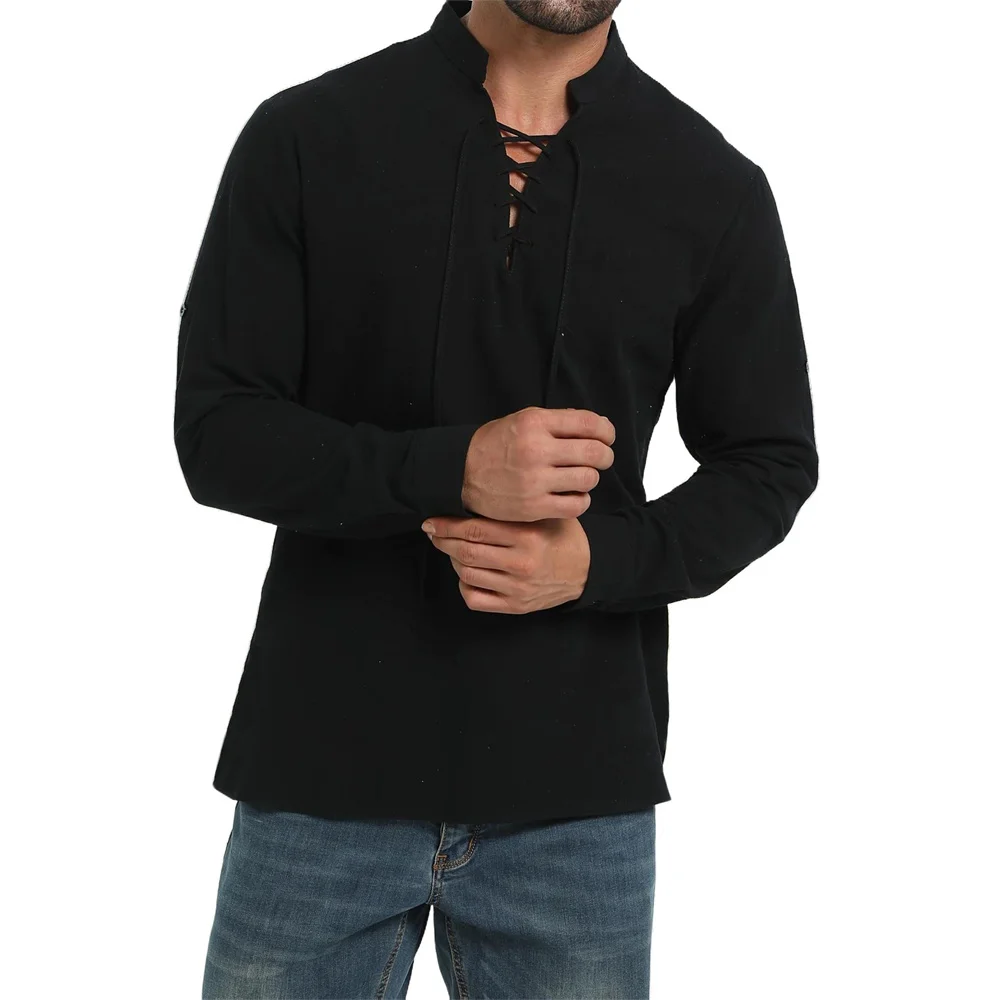 Lente Herfst Heren Piraat Shir - Medieval Gothic Lace Up Pirate Shirt recensie en prijs