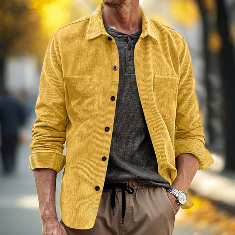 Lente Herfst Dagelijkse vrijet - Corduroy Button Up Shirt Men recensie en prijs