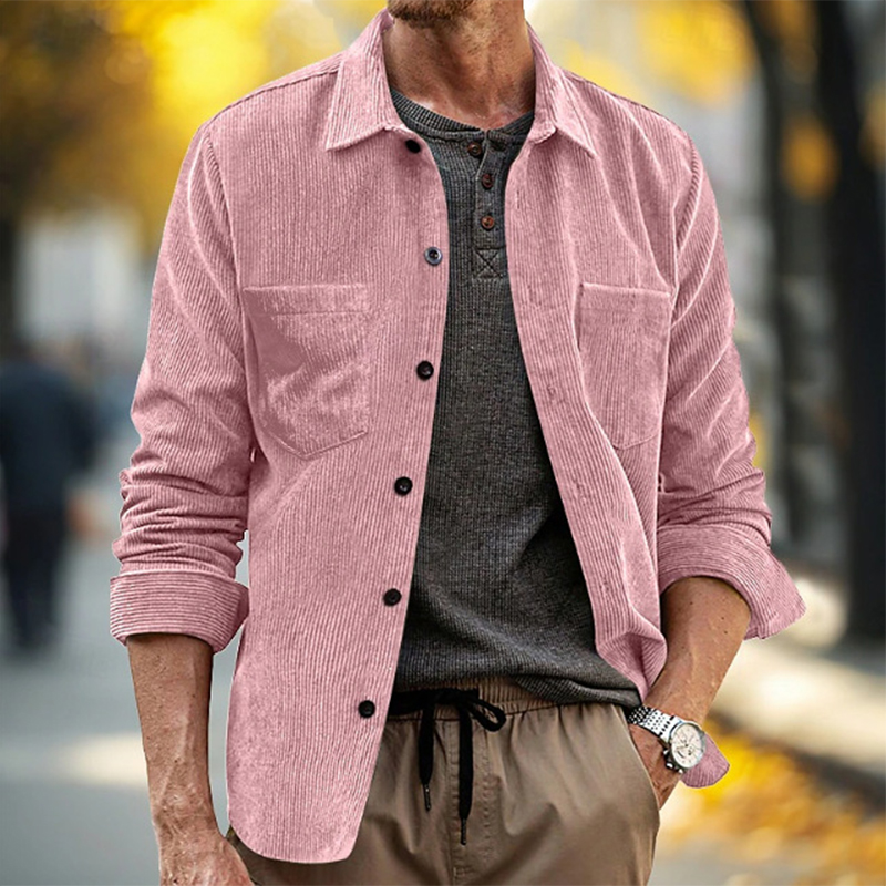 Lente Herfst Dagelijkse vrijet - Corduroy Button Up Shirt Men recensie en prijs