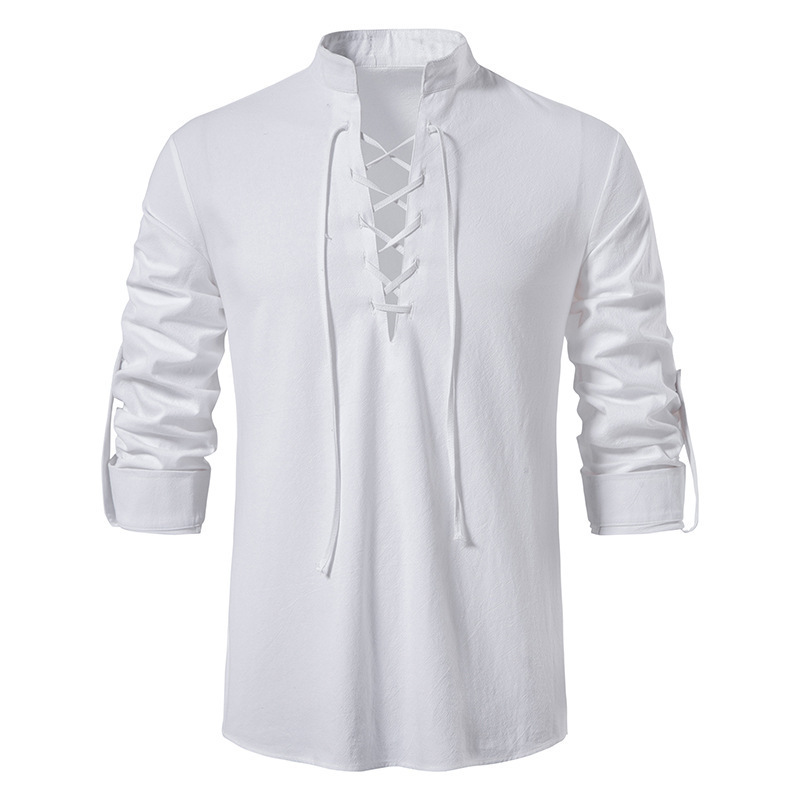 Heren middeleeuws katoenen lin - Mens Linen Shirt Long Sleeve recensie en prijs