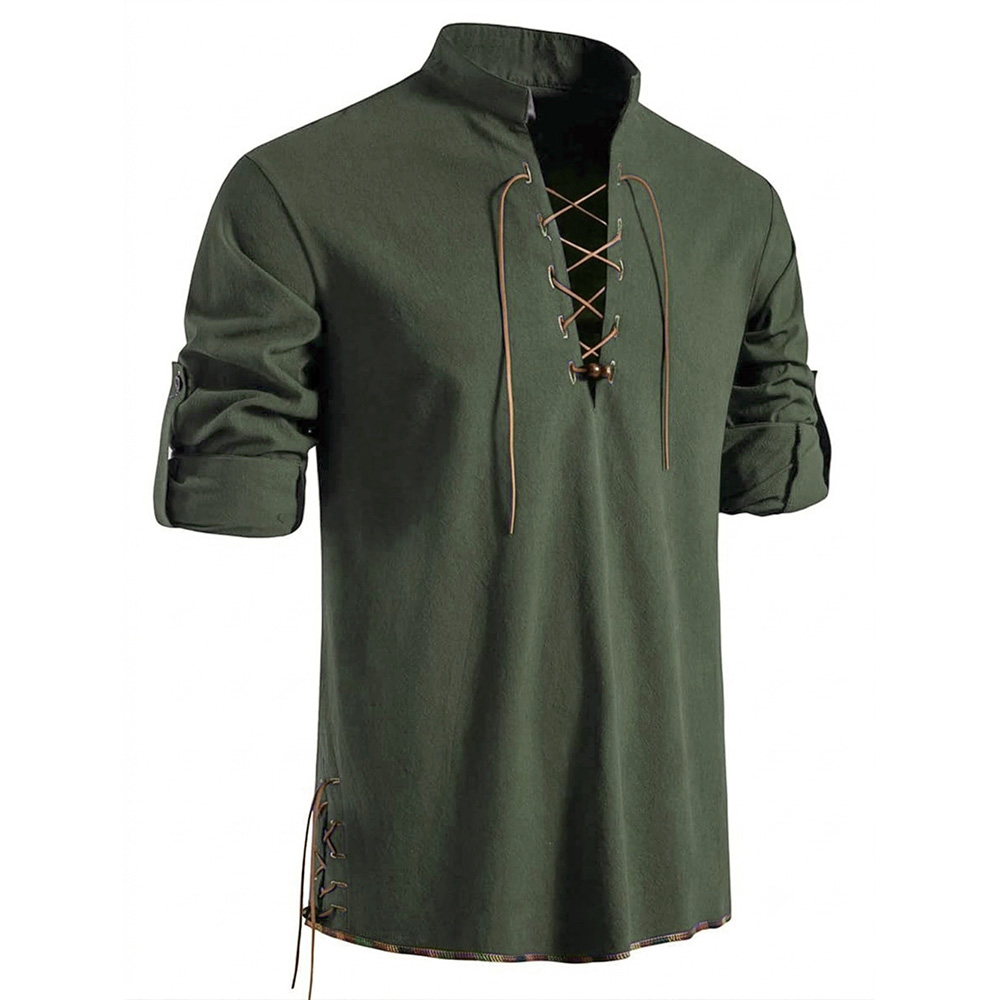 Heren Henley-hals Middeleeuws  - Medieval Gothic Lace Up Pirate Shirt recensie en prijs
