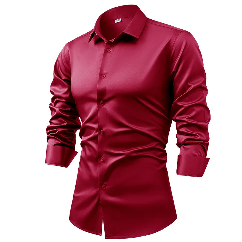 2022 lente herfst koningsblauw - Mens Satin Silk Dress Shirt recensie en prijs