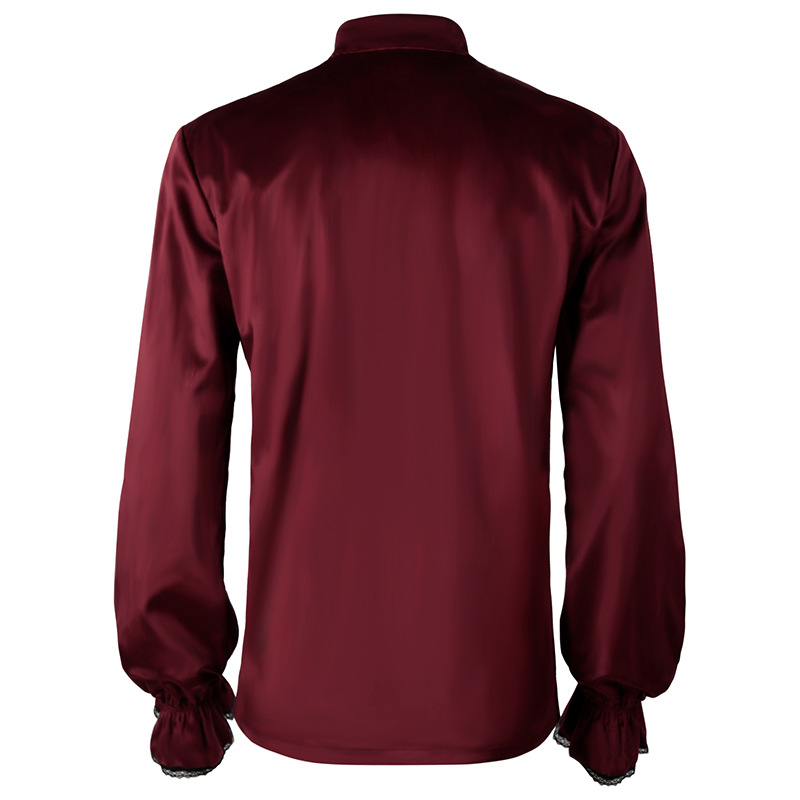 Red Lace Up Ruches Lantaarn Mo - Medieval Gothic Lace Up Pirate Shirt recensie en prijs
