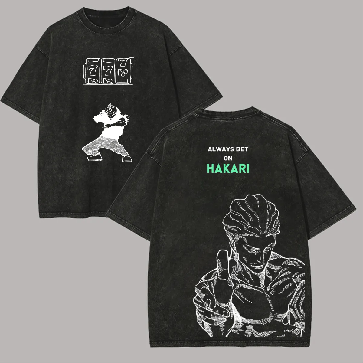 Jujutsu Kaisen Hakari T-shirt: - Acid Wash Vintage Graphic T Shirt recensie en prijs