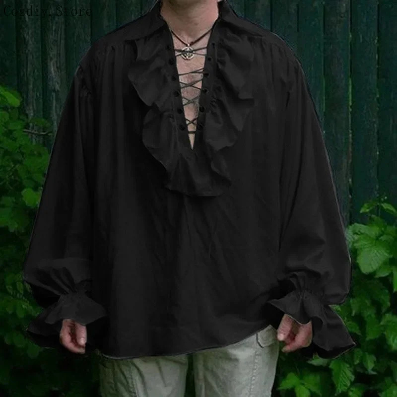 S-5XL Middeleeuwse Piraat Hall - Medieval Gothic Lace Up Pirate Shirt recensie en prijs