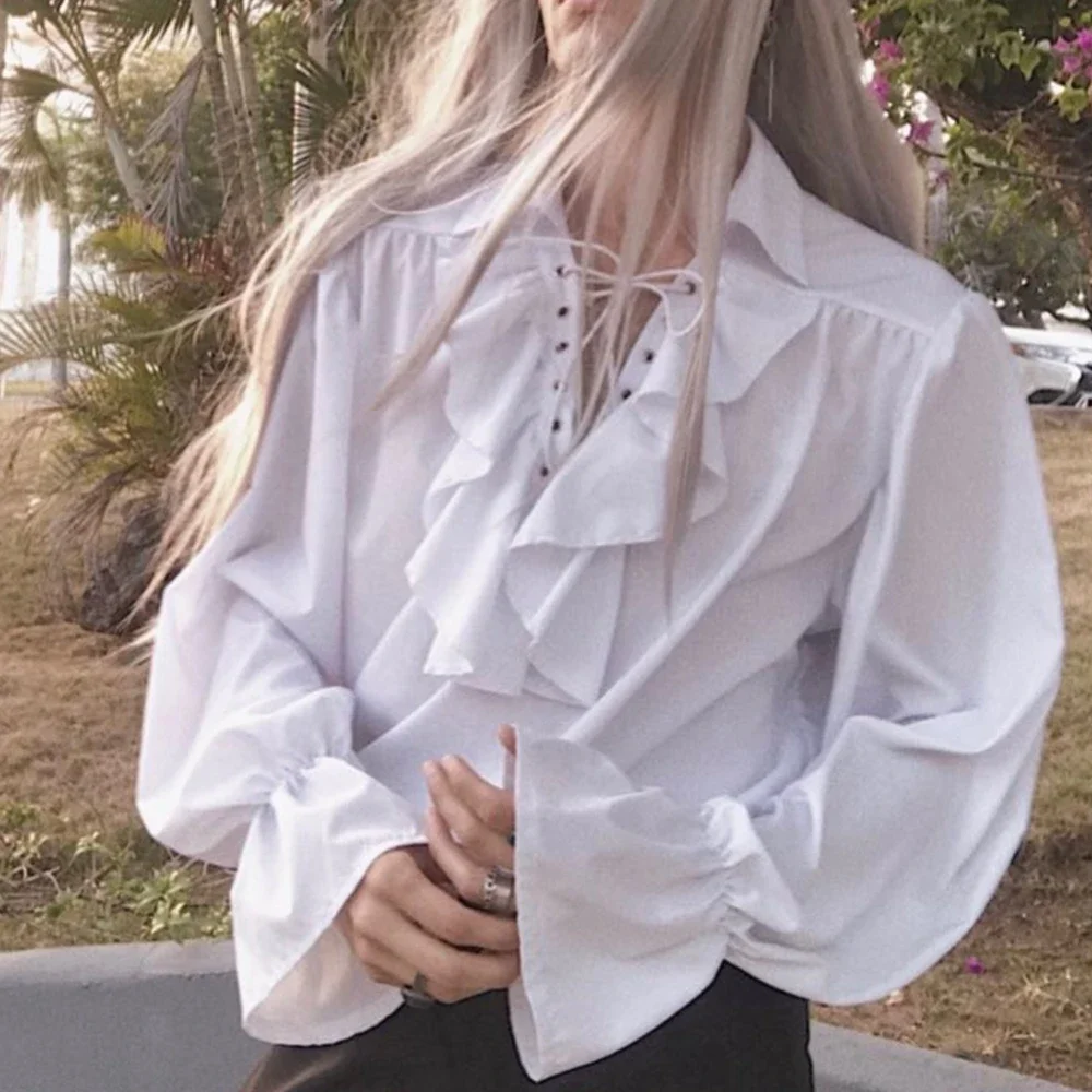 Mannen piraat shirt vampier pr - Medieval Gothic Lace Up Pirate Shirt recensie en prijs
