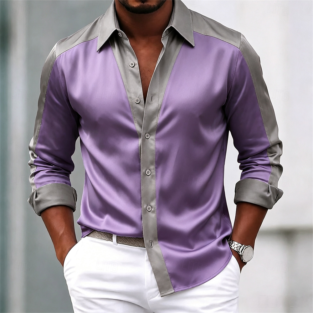 Herenshirt, satijnen shirt, ov - Mens Satin Silk Dress Shirt recensie en prijs