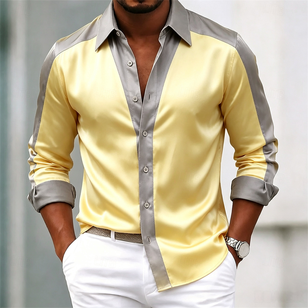 Herenshirt, satijnen shirt, ov - Mens Satin Silk Dress Shirt recensie en prijs