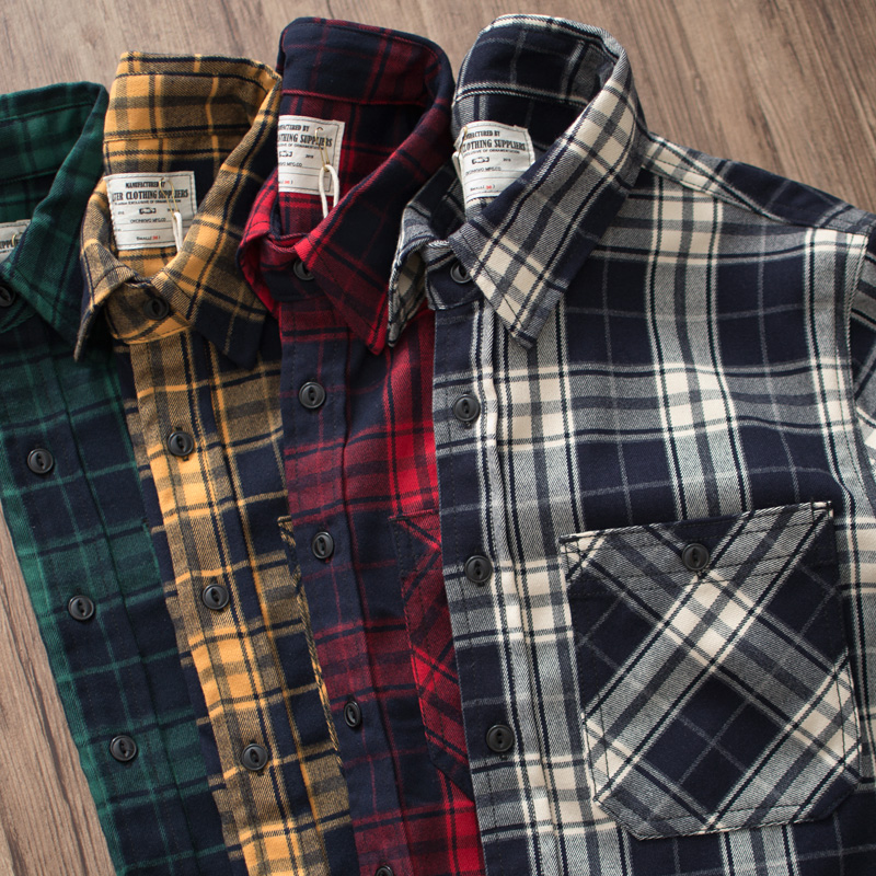 Herfst Nieuwe Amerikaanse Retr - Flannel Plaid Shirt Heavy Weight recensie en prijs