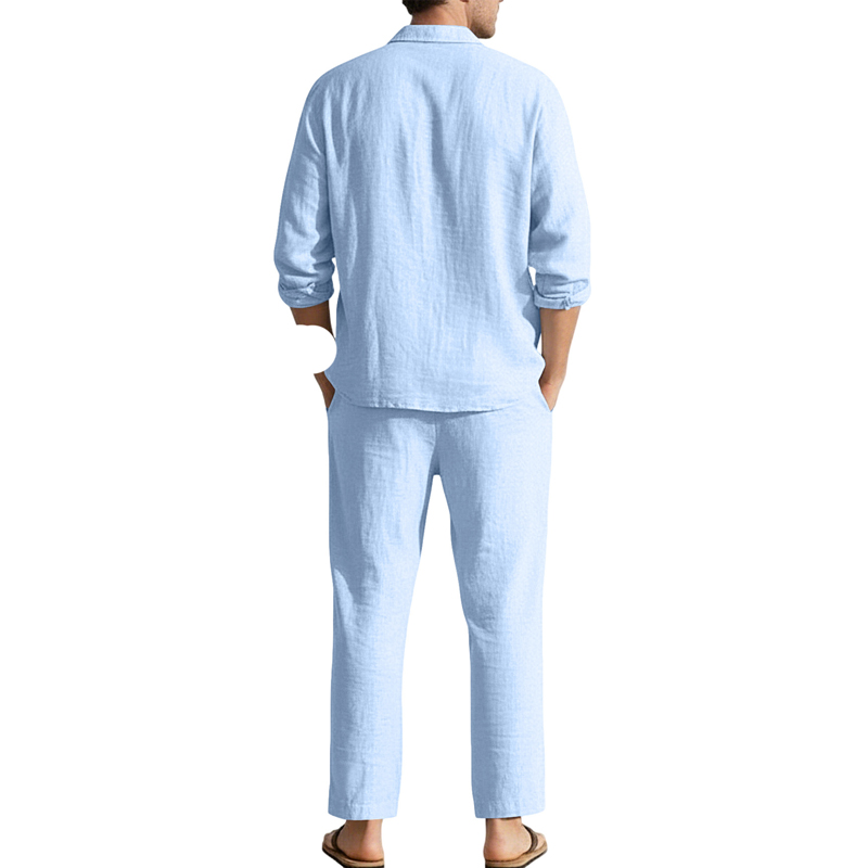 Lente Zomer Linnen Casual Sets - Mens Linen Shirt Long Sleeve recensie en prijs