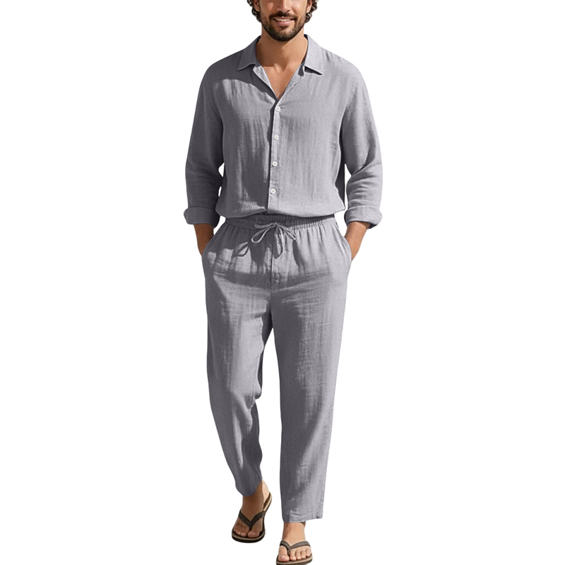 Lente Zomer Linnen Casual Sets - Mens Linen Shirt Long Sleeve recensie en prijs
