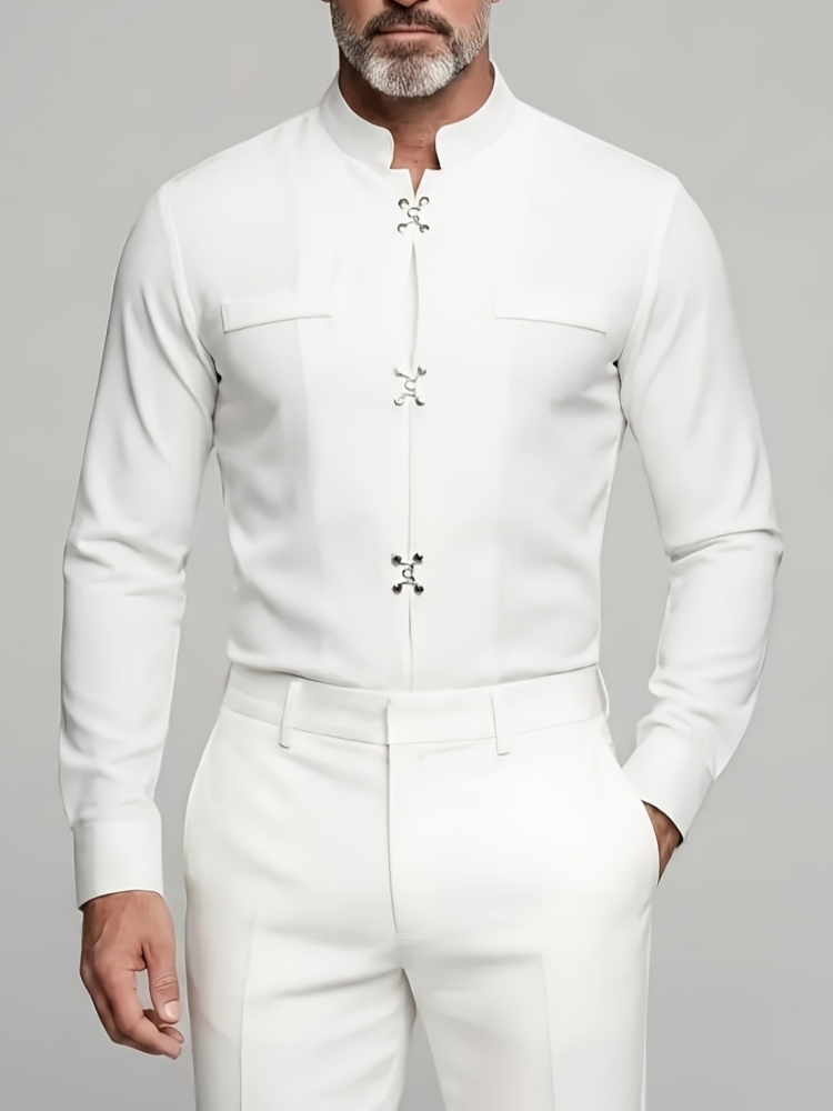 Luxe Heren Overhemd met Mandar - Mandarin Collar Formal Shirt Slim Fit recensie en prijs