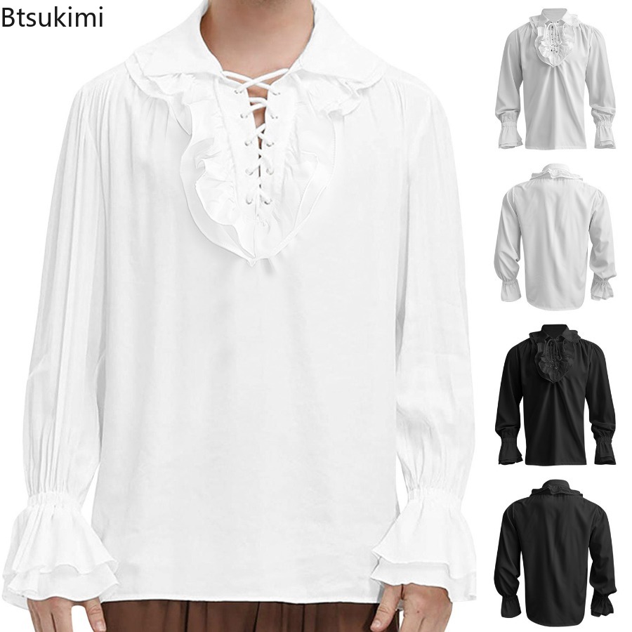 Heren Middeleeuwse Renaissance - Medieval Gothic Lace Up Pirate Shirt recensie en prijs